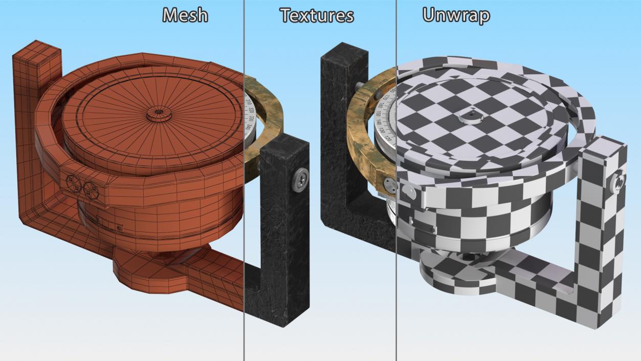 3D Steel Old Compass for Ship