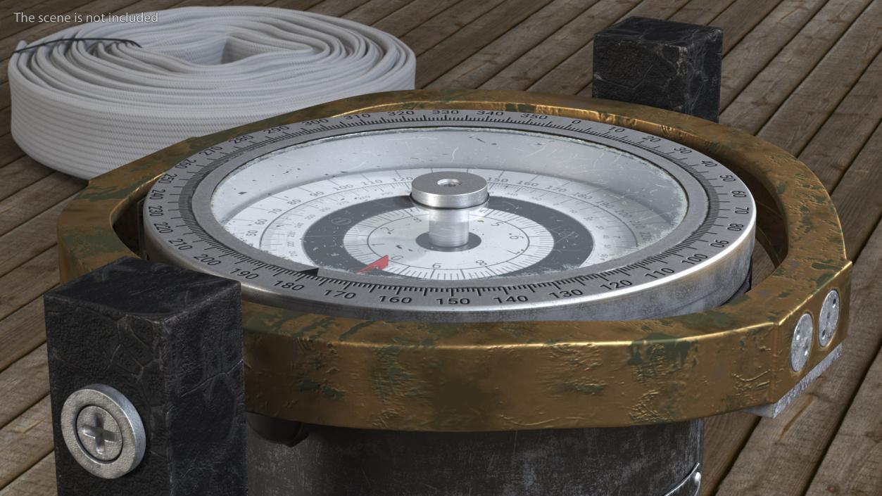 3D Steel Old Compass for Ship