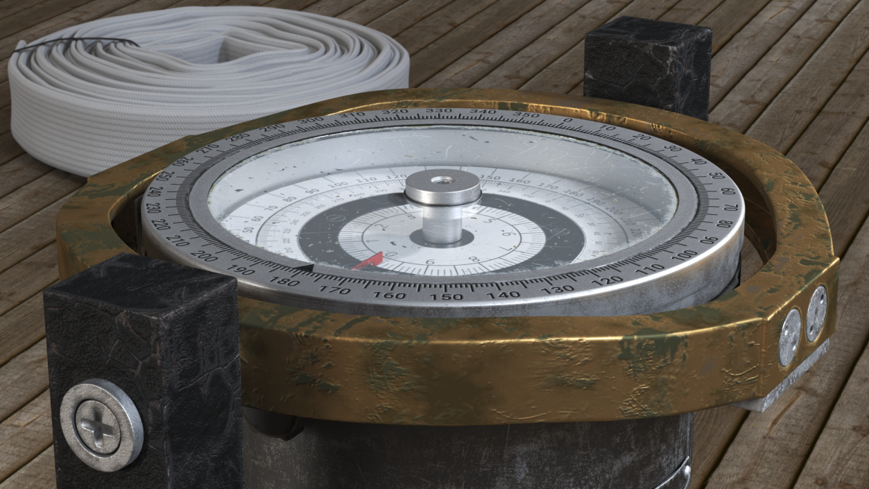 3D Steel Old Compass for Ship