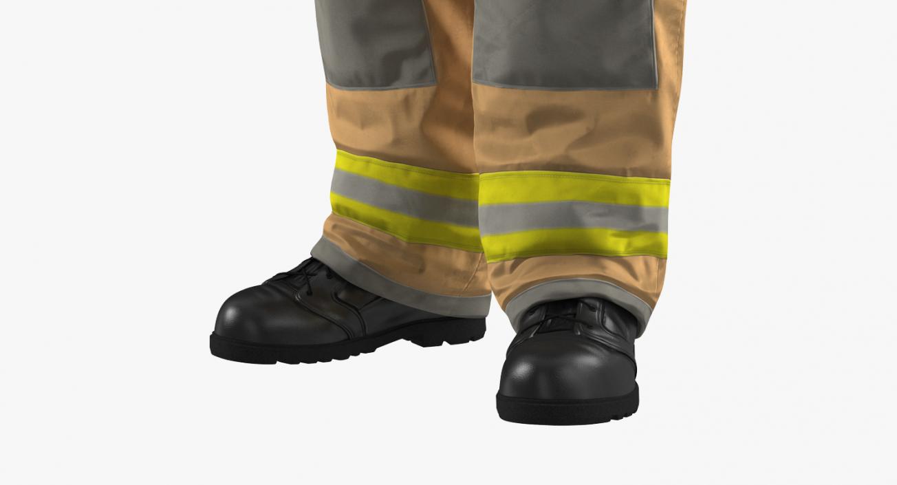 Firefighter with Fully Protective Suit Standing Pose 3D