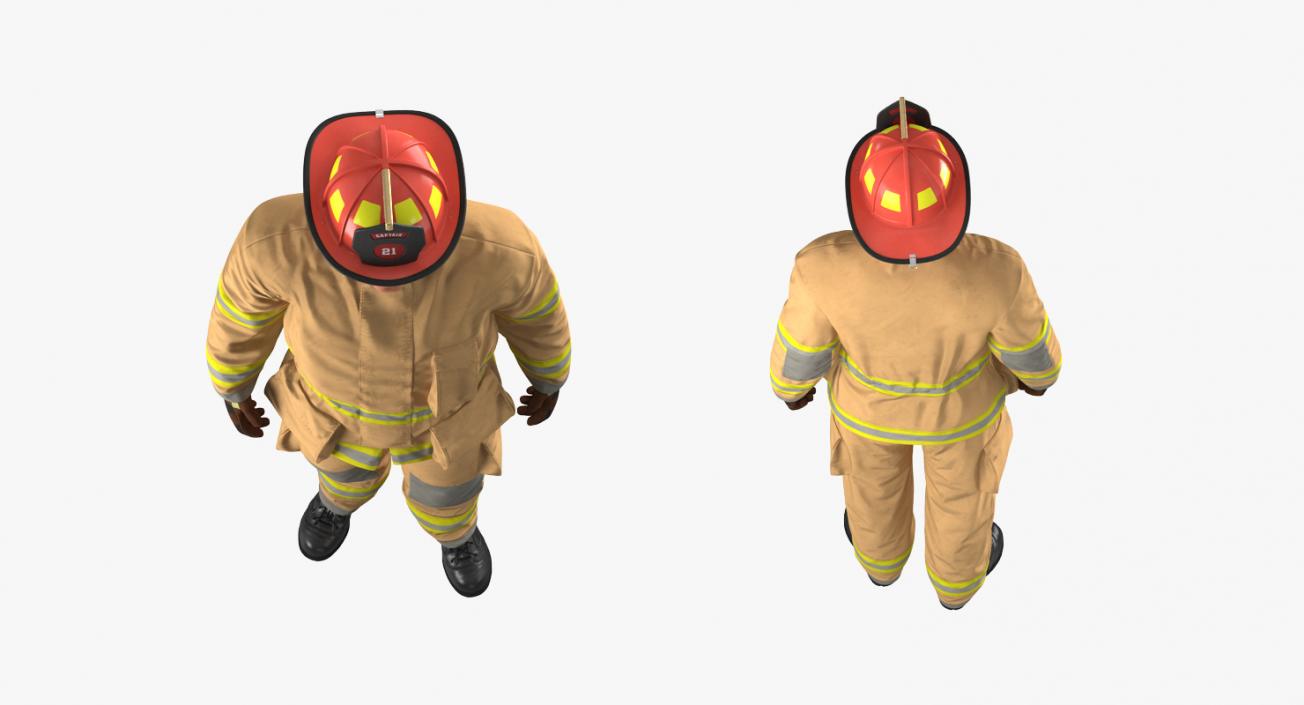 Firefighter with Fully Protective Suit Standing Pose 3D