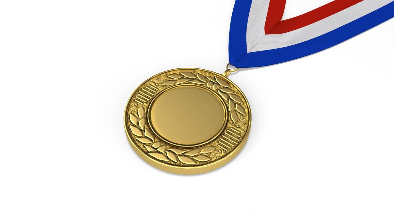 3D model Golden Award Medal with Ribbon