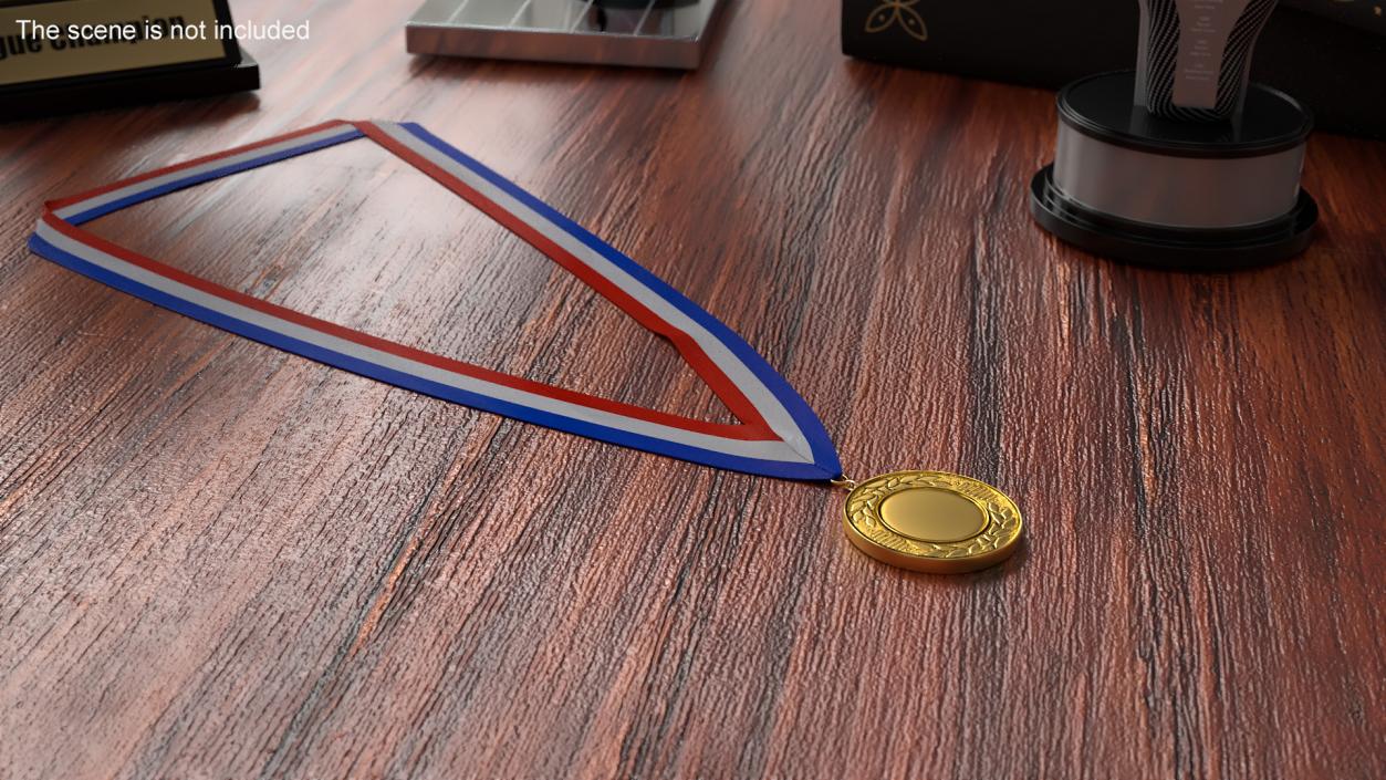 3D model Golden Award Medal with Ribbon