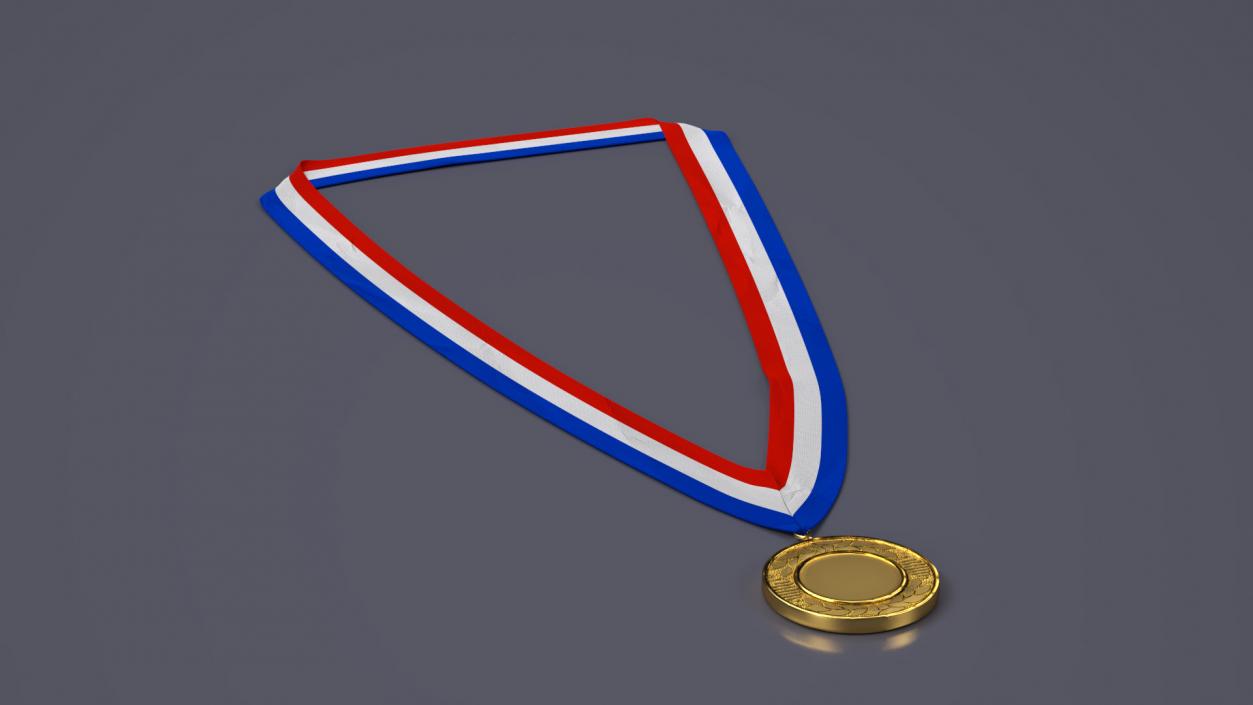 3D model Golden Award Medal with Ribbon