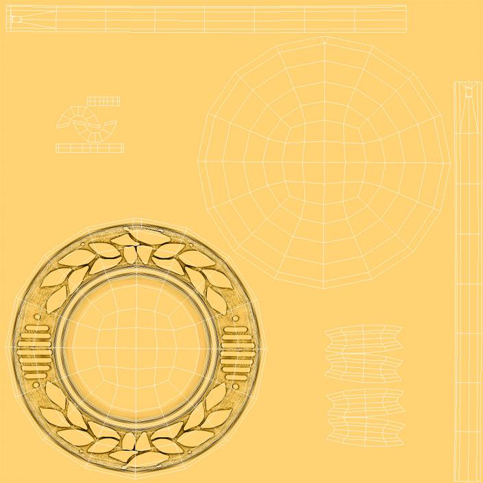 3D model Golden Award Medal with Ribbon