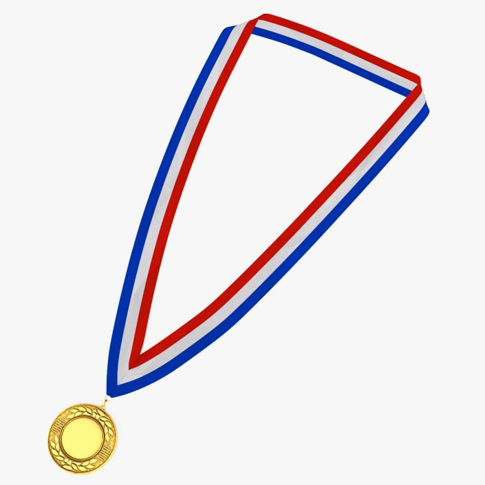 3D model Golden Award Medal with Ribbon