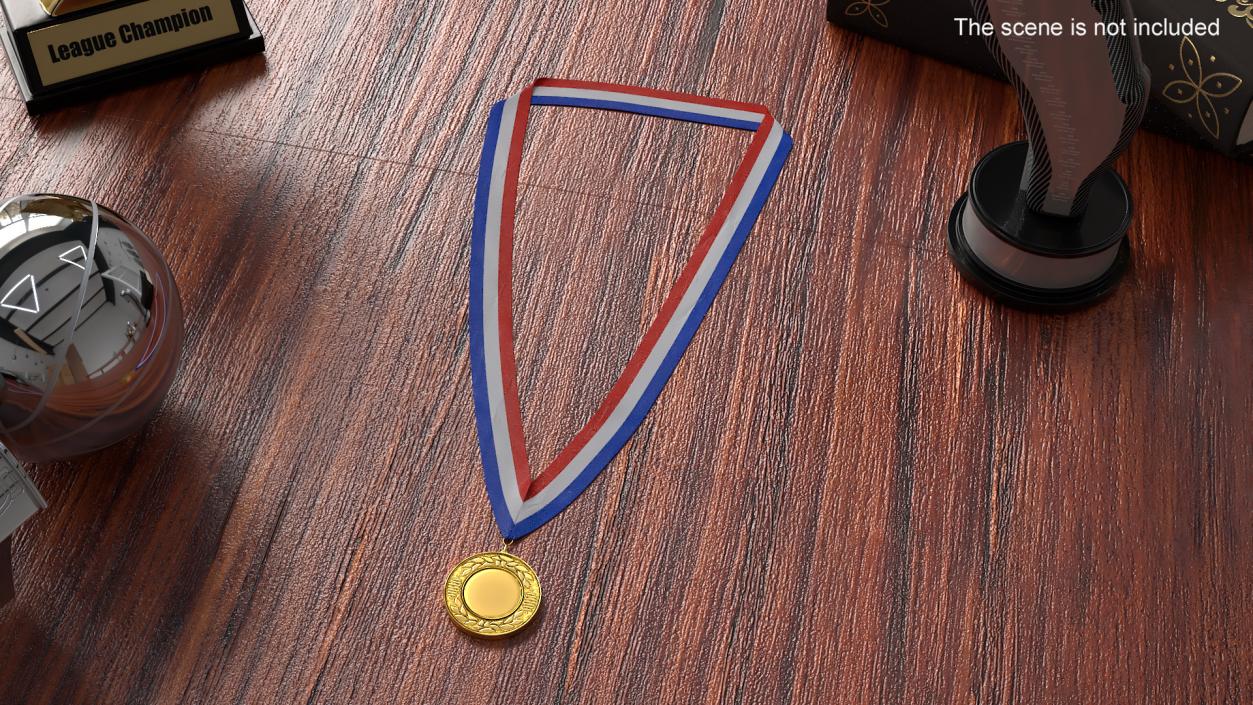 3D model Golden Award Medal with Ribbon