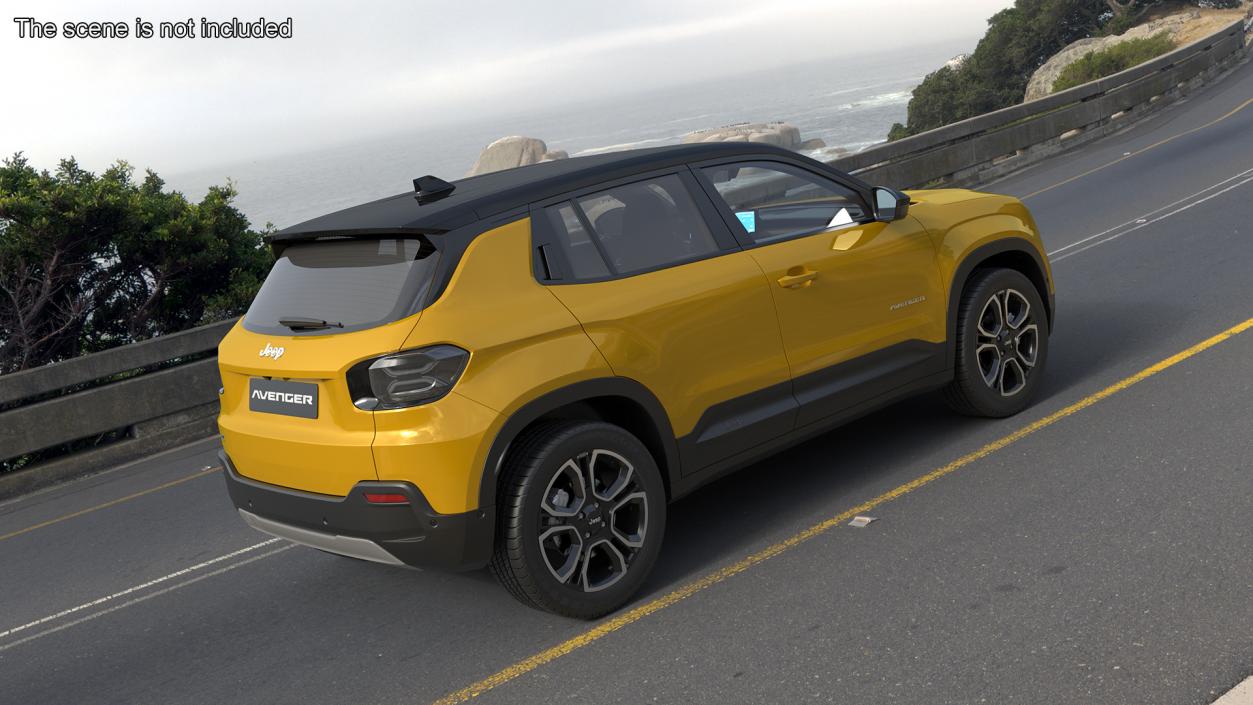 3D Jeep Avenger Crossover Yellow Rigged