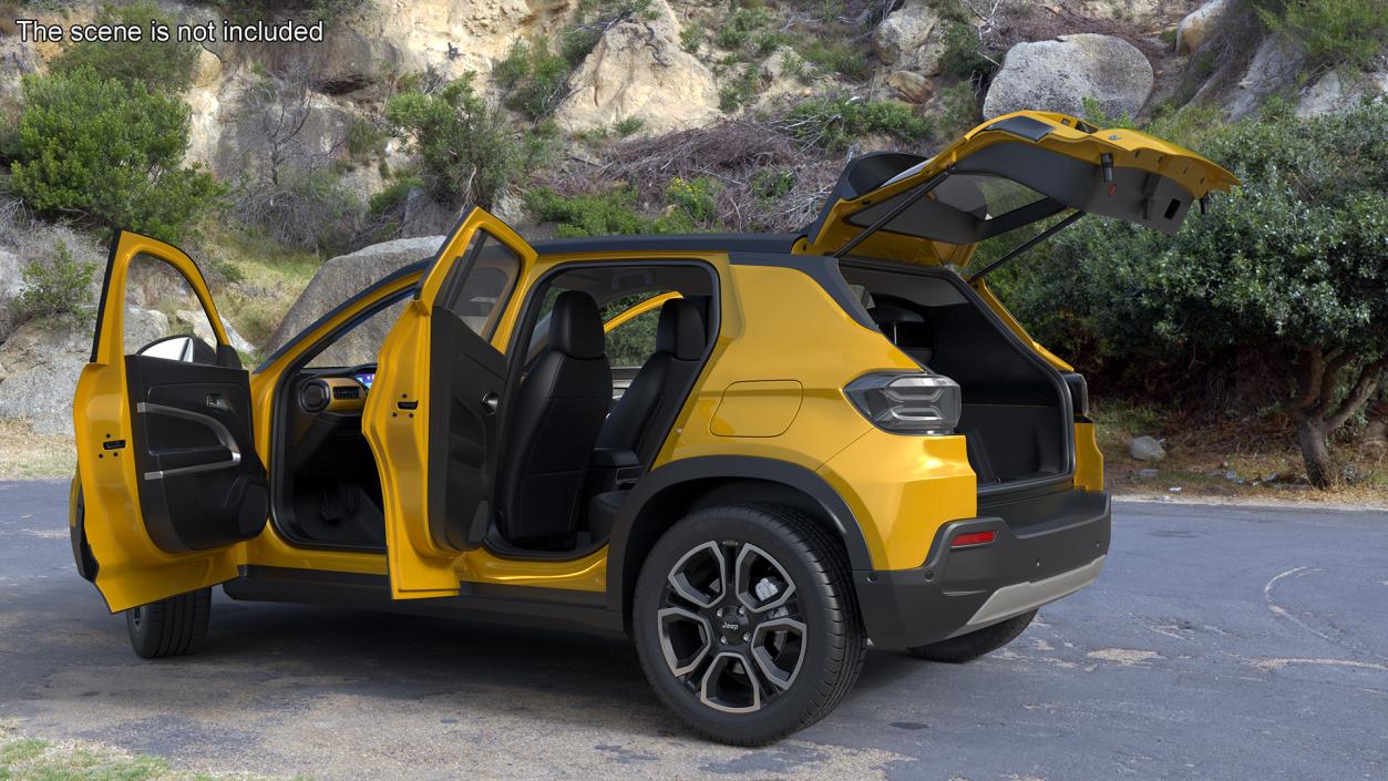 3D Jeep Avenger Crossover Yellow Rigged