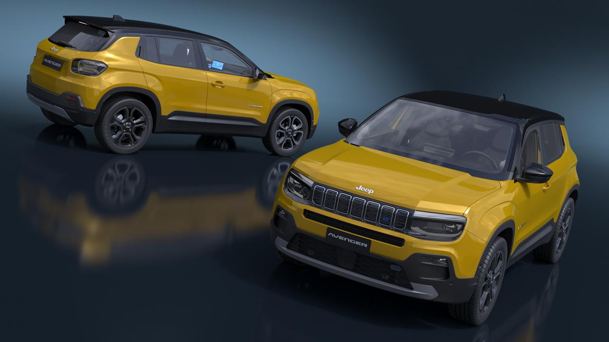 3D Jeep Avenger Crossover Yellow Rigged