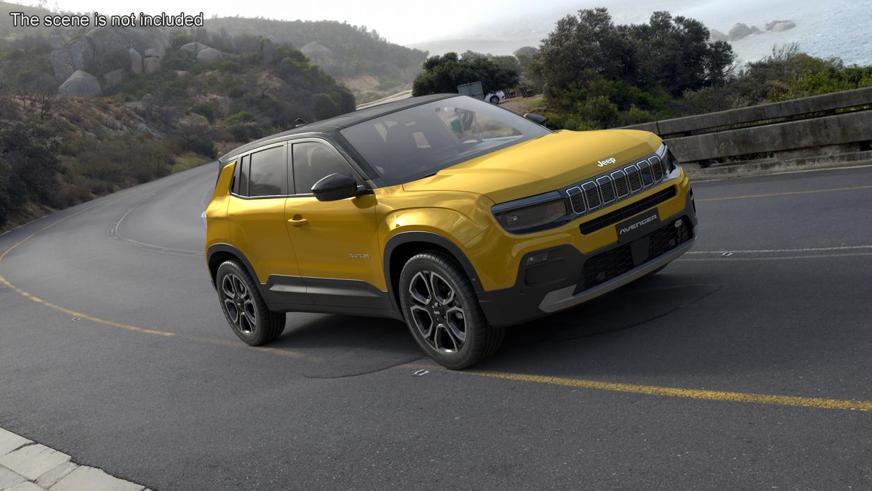 3D Jeep Avenger Crossover Yellow Rigged