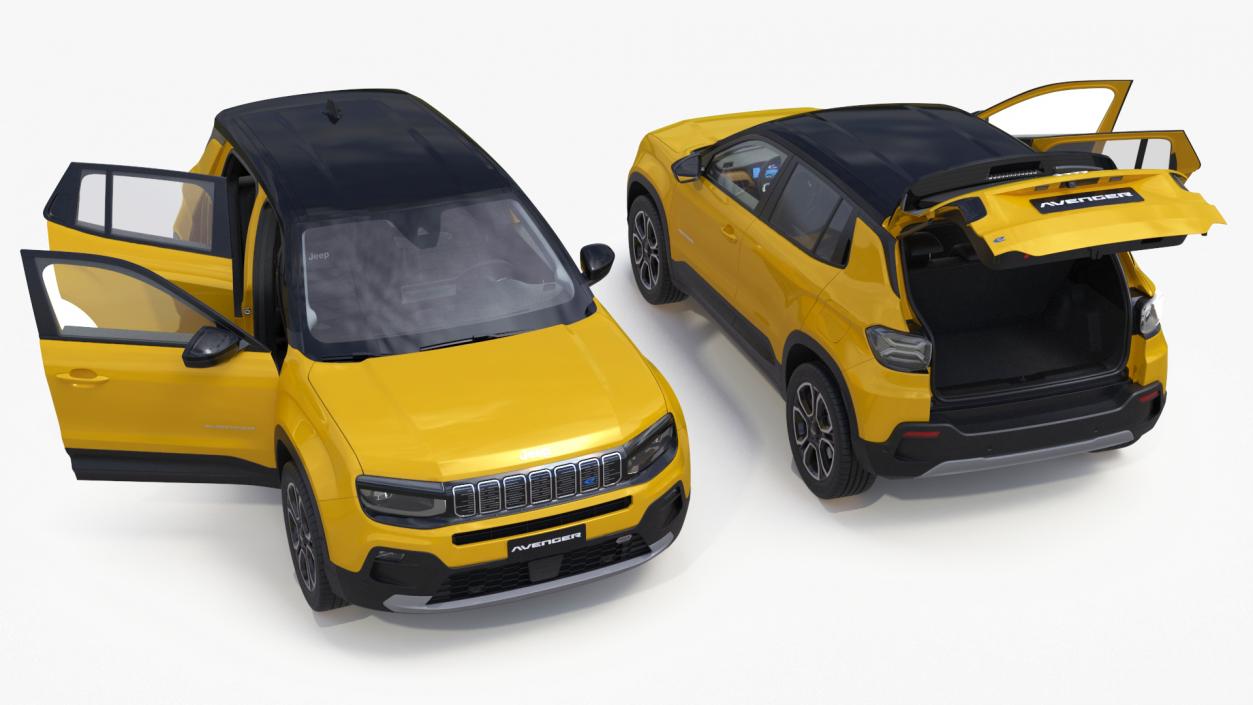 3D Jeep Avenger Crossover Yellow Rigged