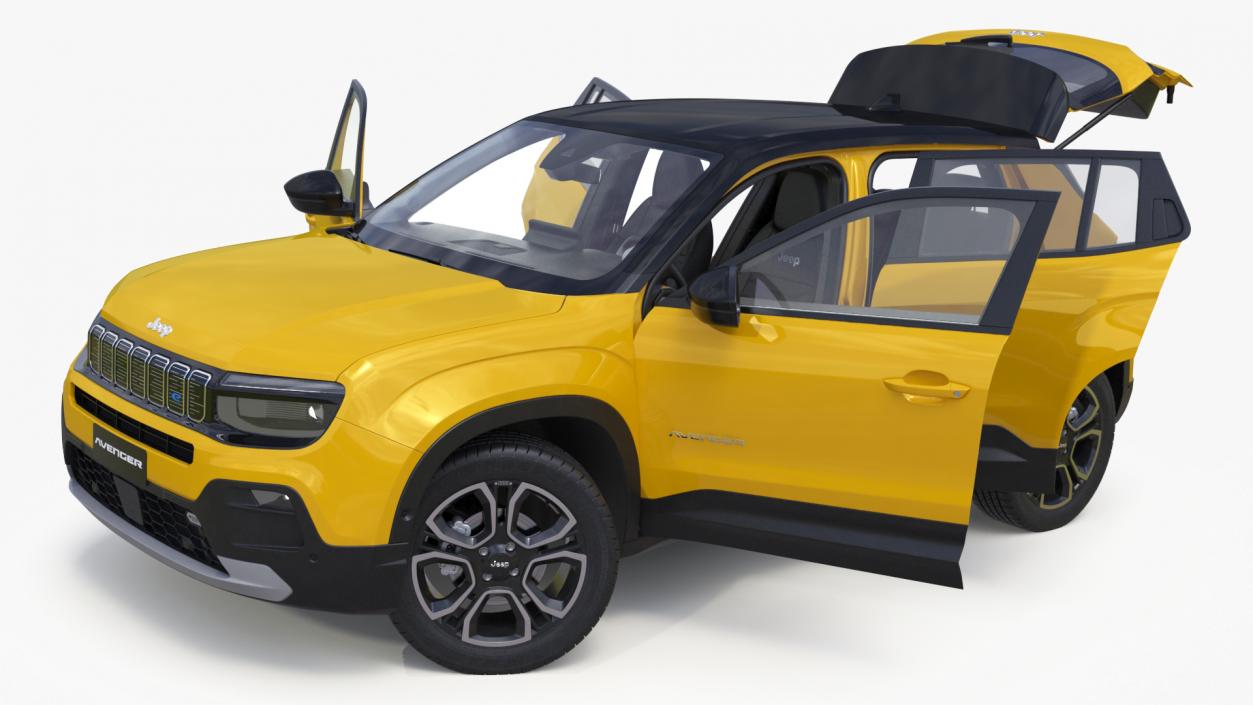 3D Jeep Avenger Crossover Yellow Rigged