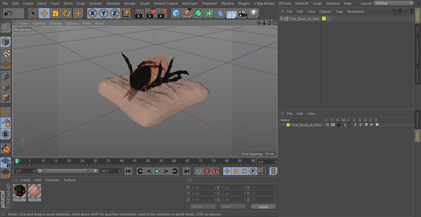 3D Tick Stuck in Skin model