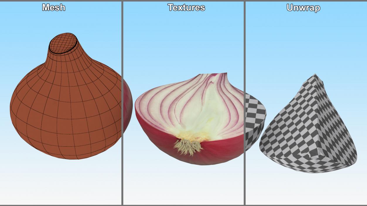 Red Onions Fur 3D model