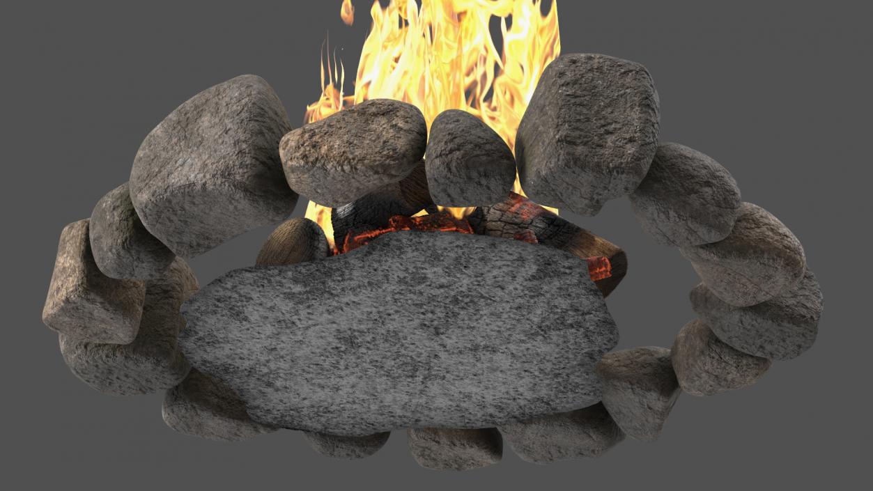 3D Campfire with Stone Ring 2