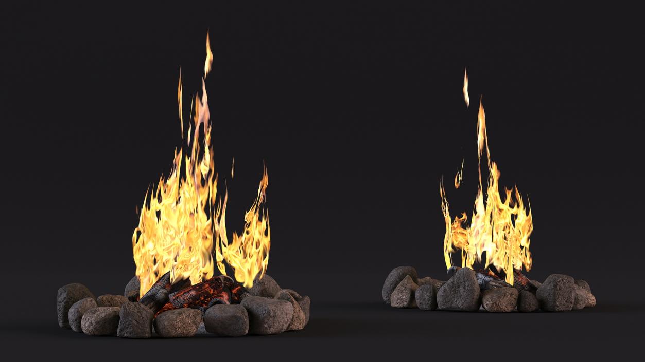 3D Campfire with Stone Ring 2