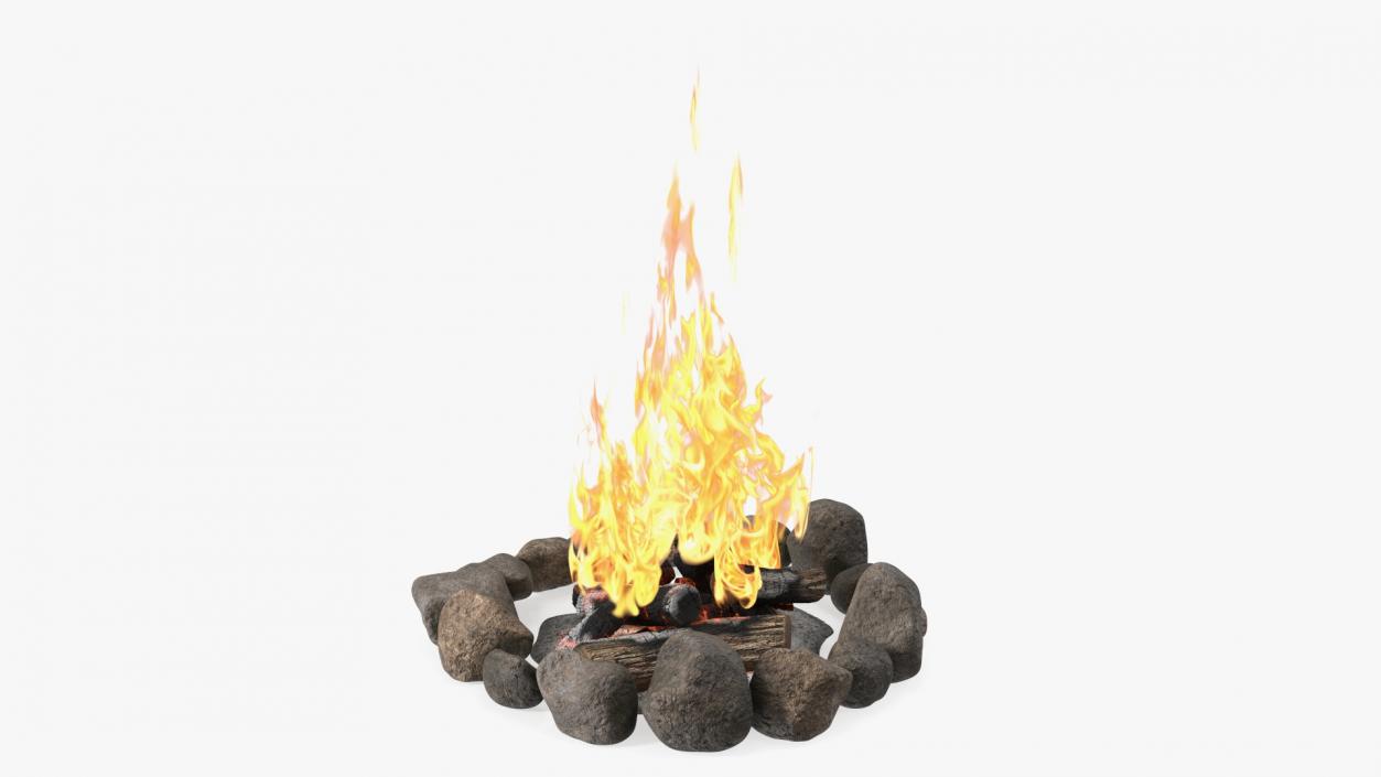 3D Campfire with Stone Ring 2