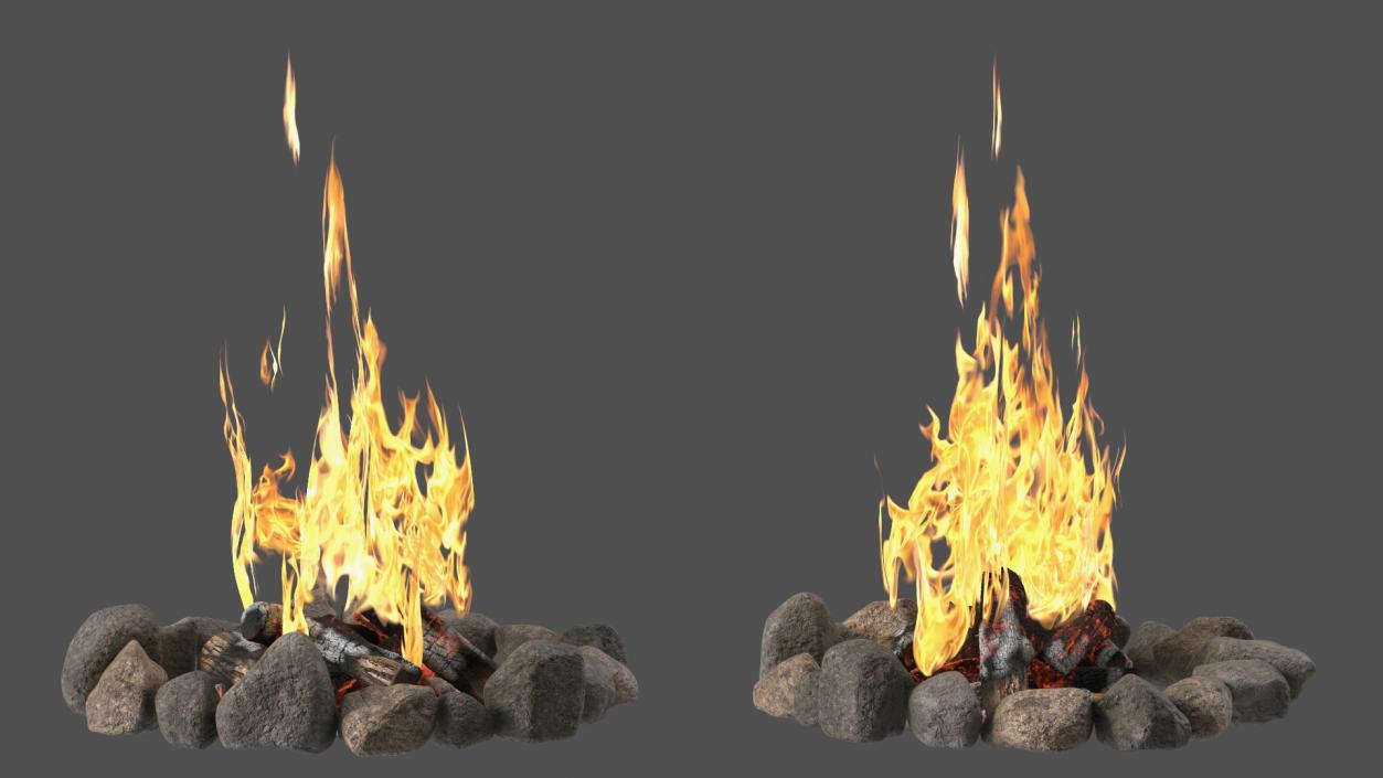 3D Campfire with Stone Ring 2