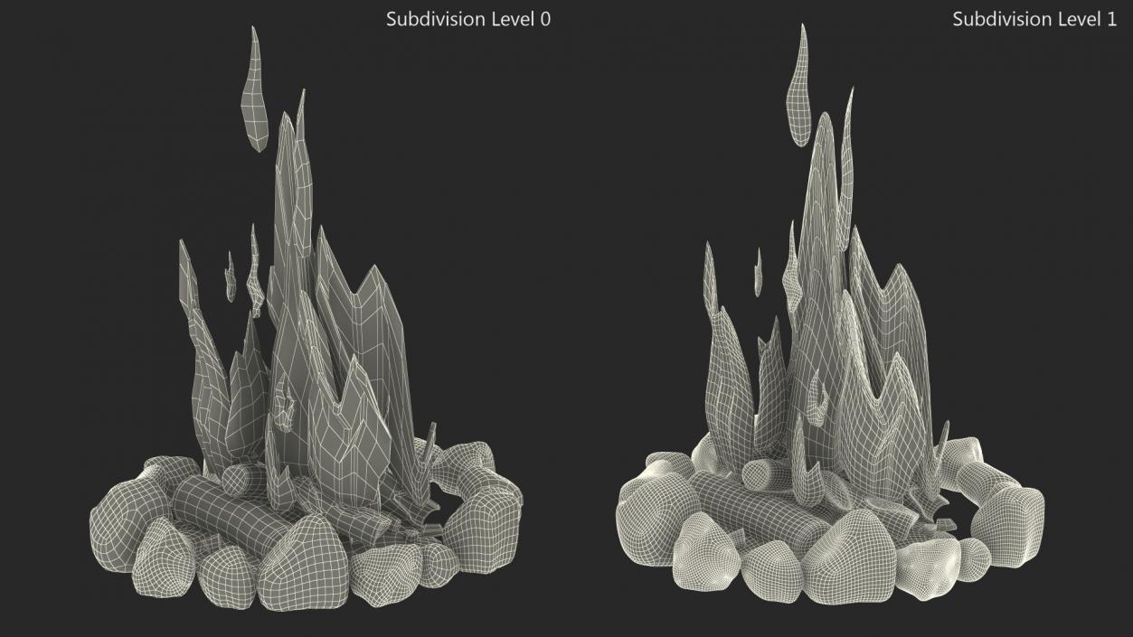 3D Campfire with Stone Ring 2