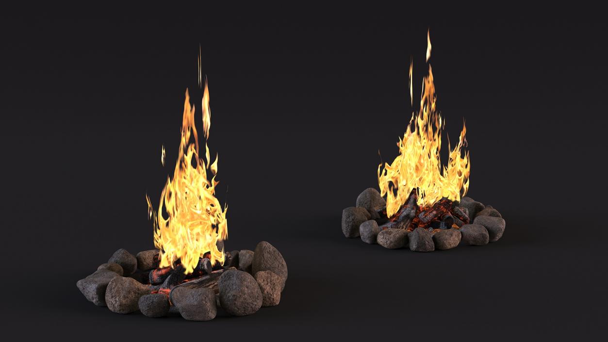 3D Campfire with Stone Ring 2