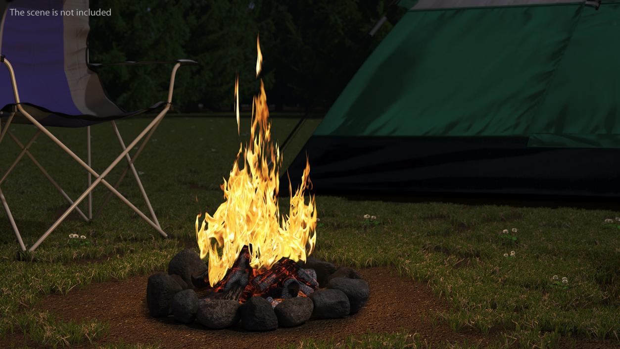 3D Campfire with Stone Ring 2