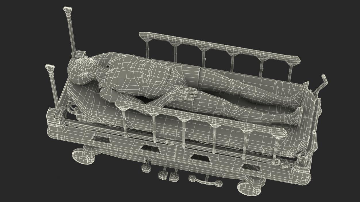 3D Emergency Transport Bed with Patient