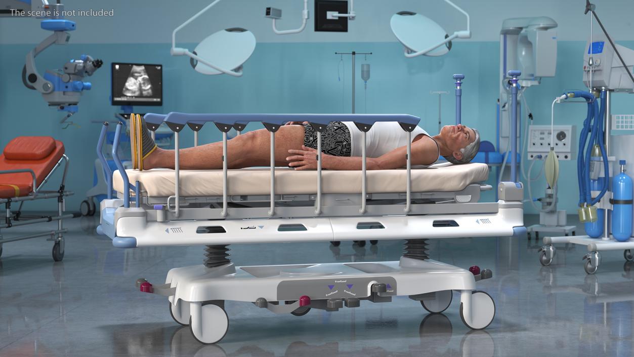 3D Emergency Transport Bed with Patient