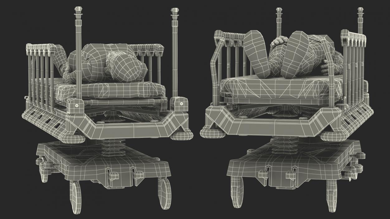 3D Emergency Transport Bed with Patient