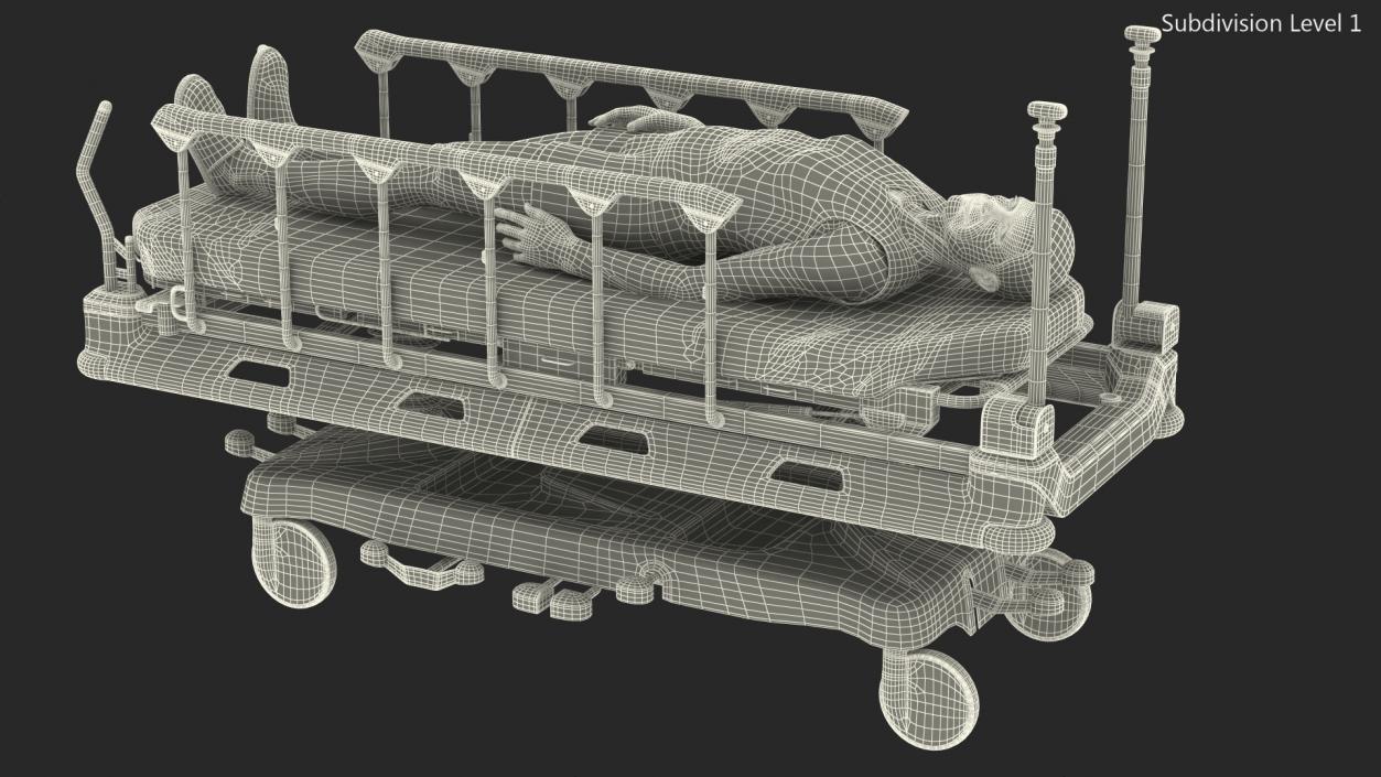 3D Emergency Transport Bed with Patient