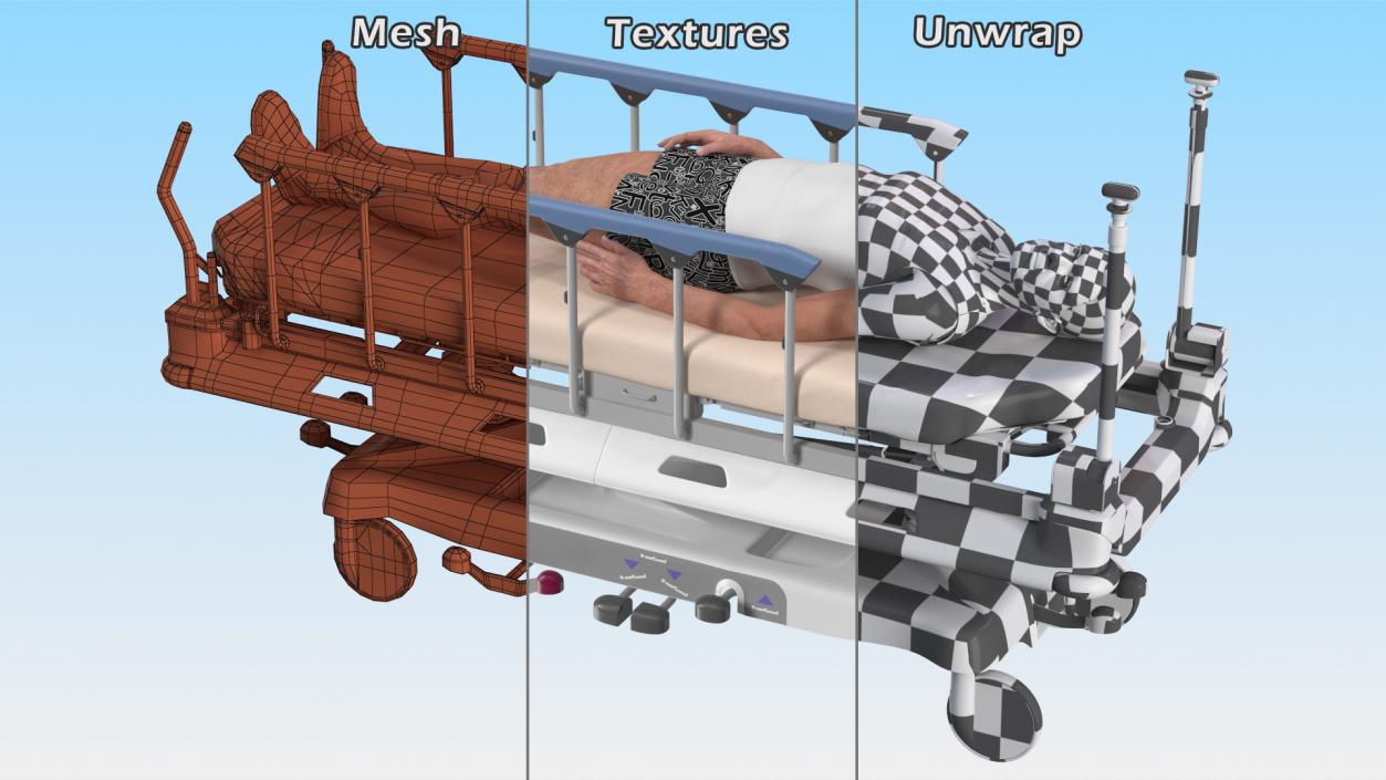 3D Emergency Transport Bed with Patient