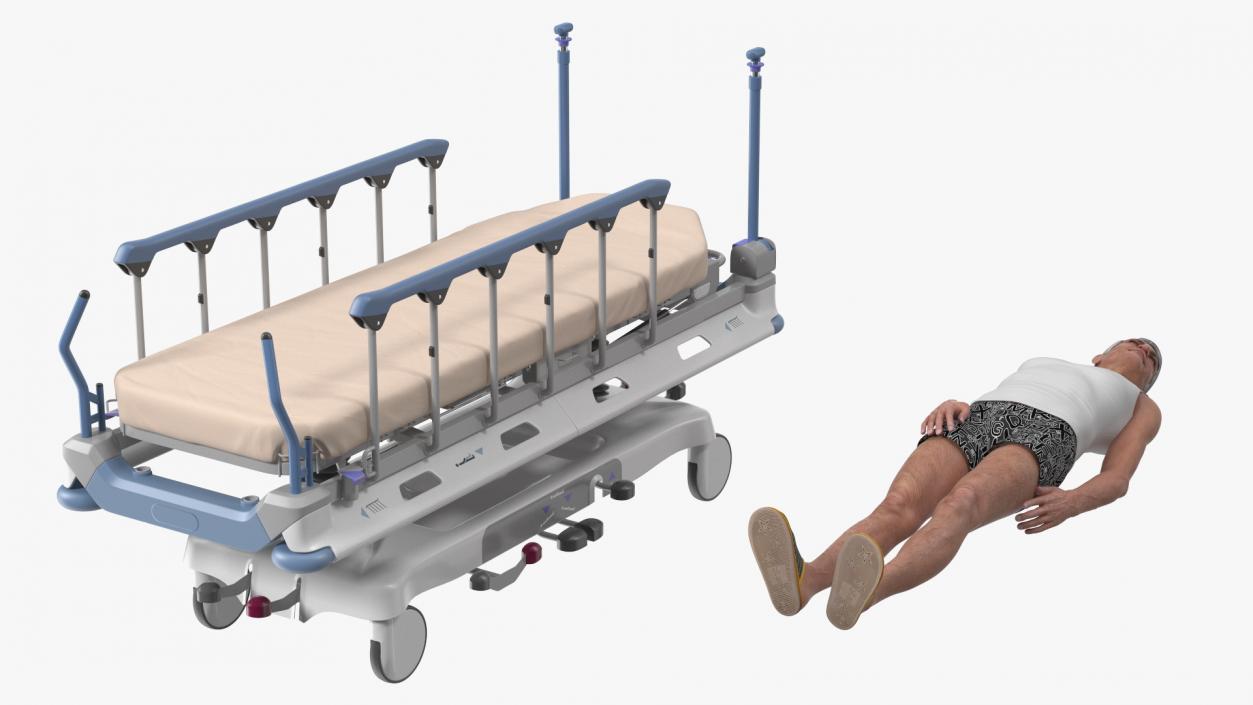 3D Emergency Transport Bed with Patient