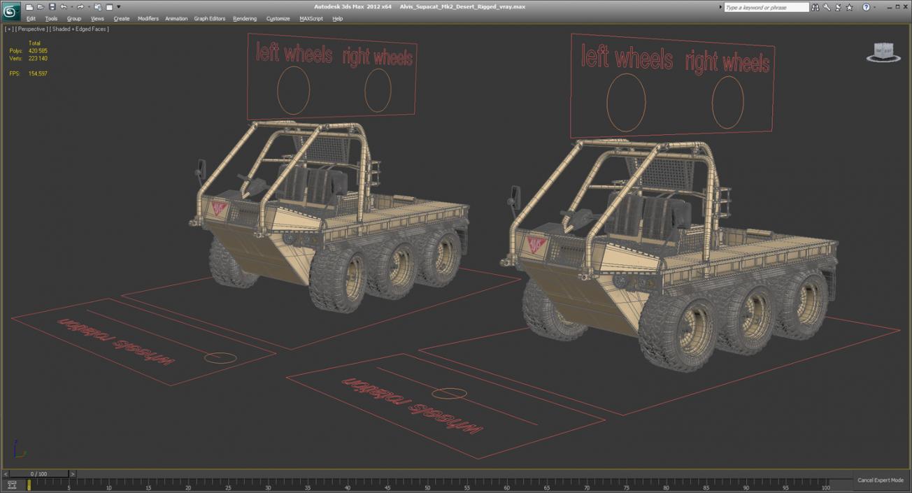 3D Alvis Supacat Mk2 Desert Rigged