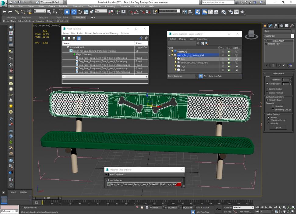 Bench for Dog Training Park 3D