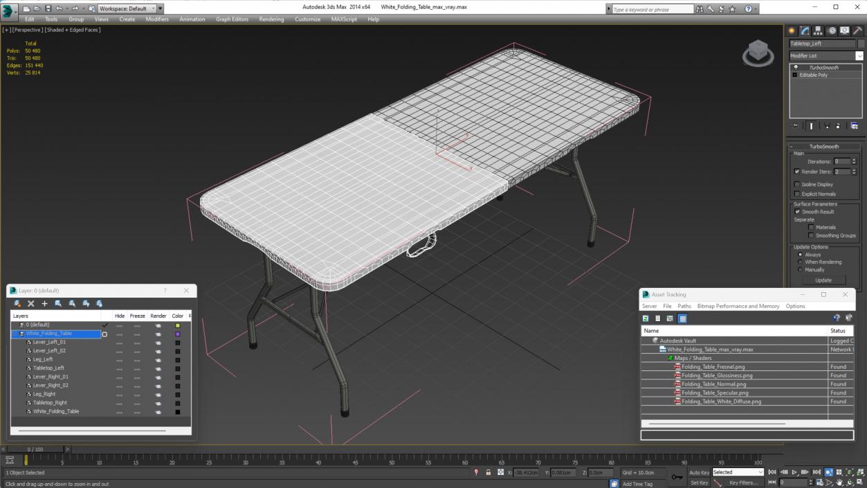 White Folding Table 3D model