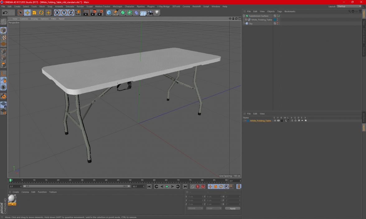 White Folding Table 3D model