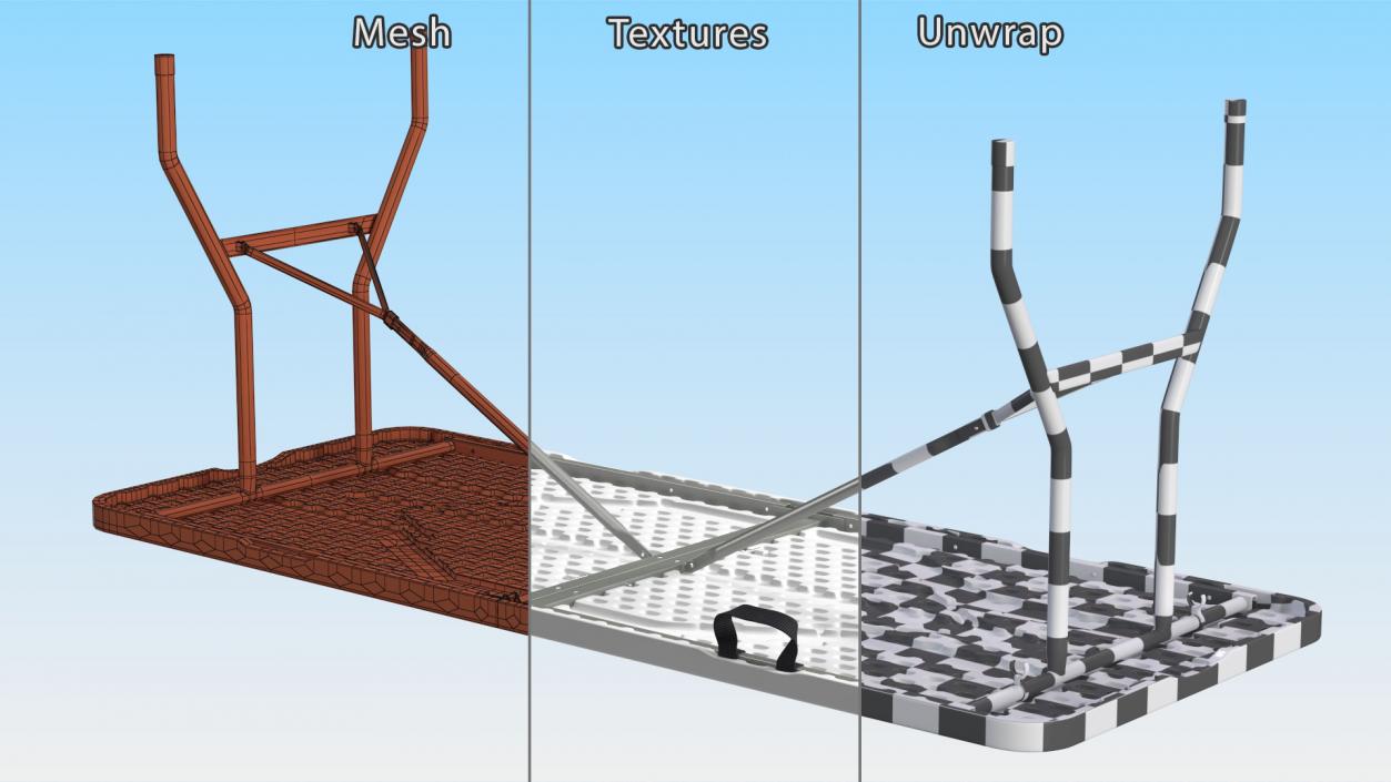 White Folding Table 3D model