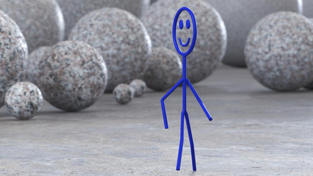 3D Blue Stickman Walking Pose