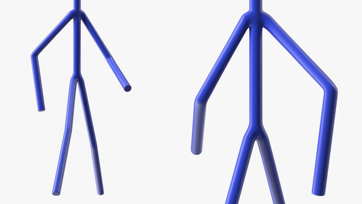 3D Blue Stickman Walking Pose