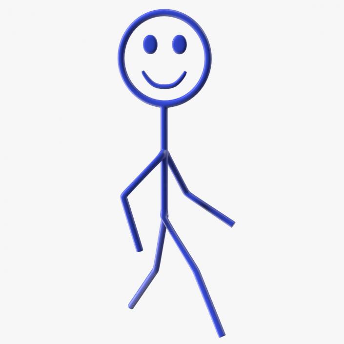 3D Blue Stickman Walking Pose