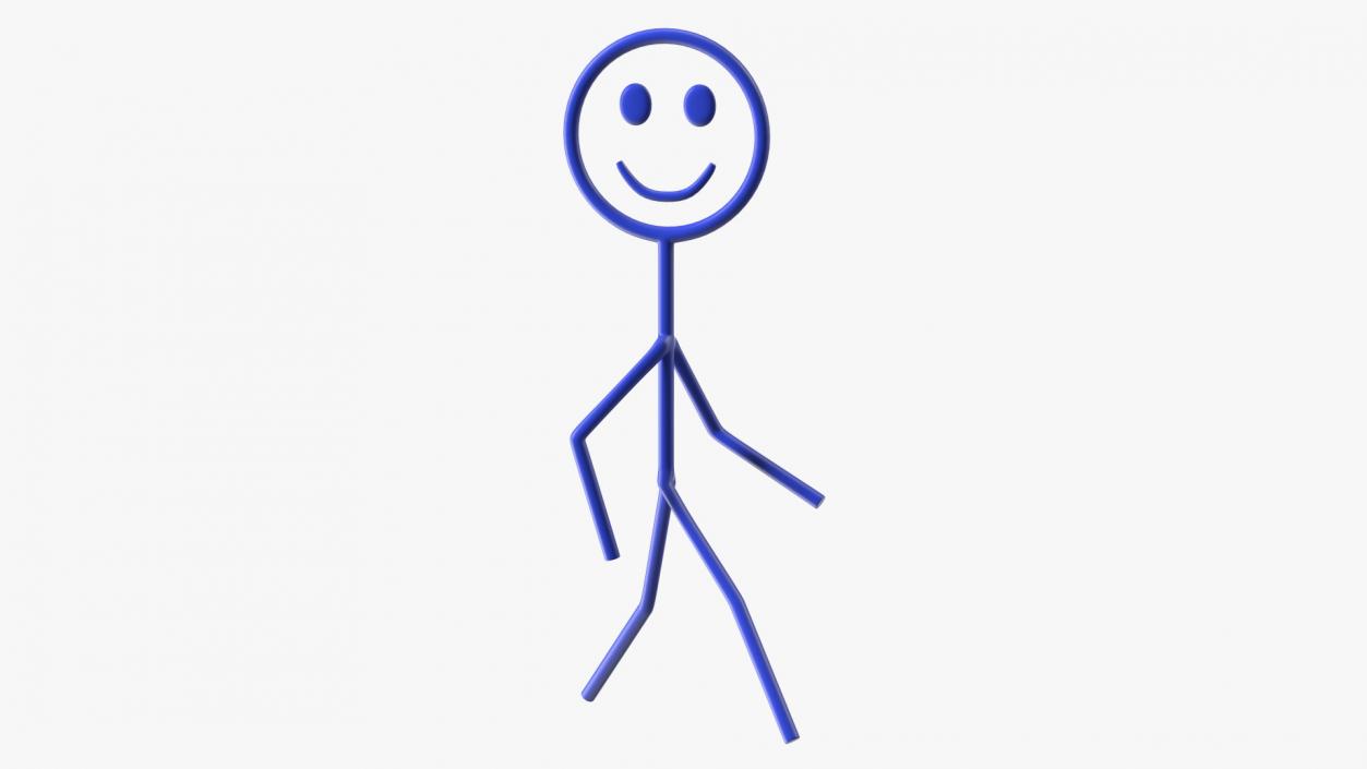 3D Blue Stickman Walking Pose