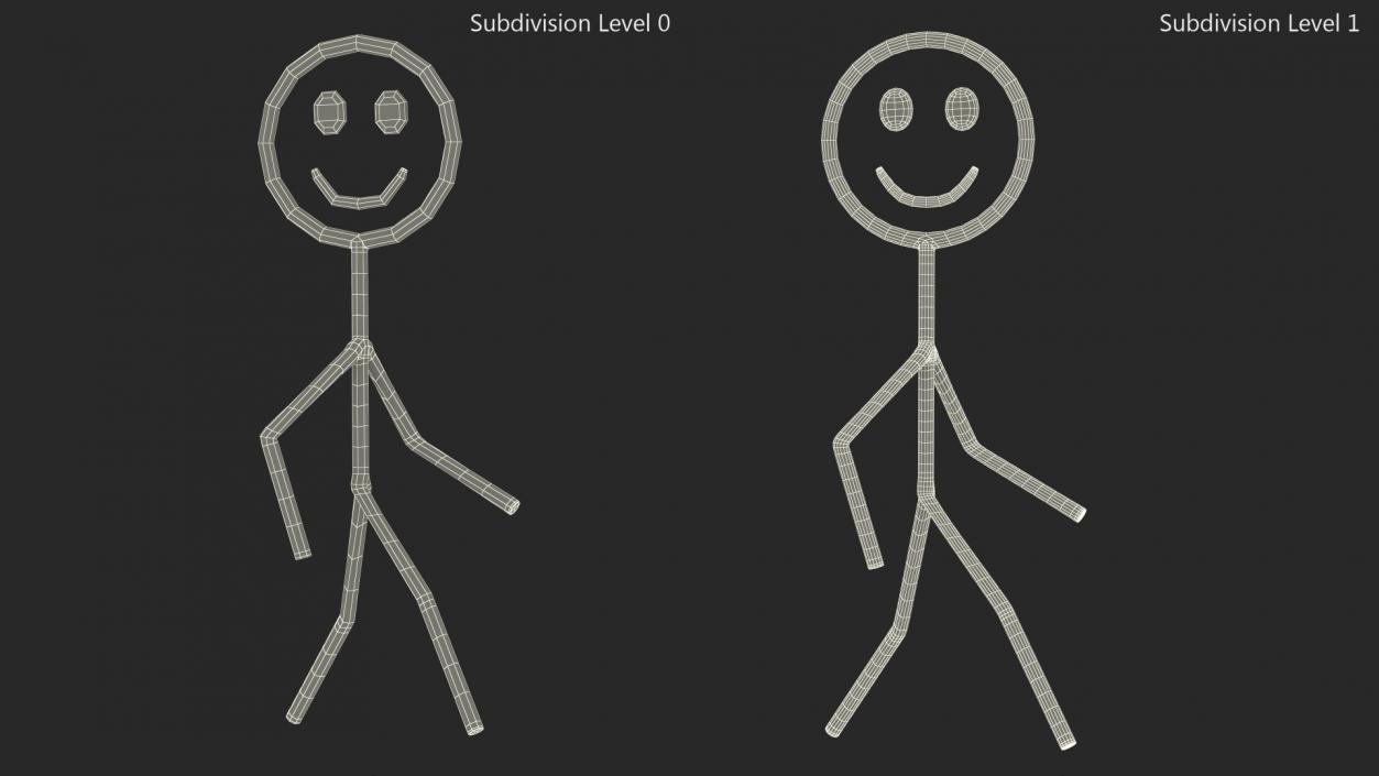 3D Blue Stickman Walking Pose