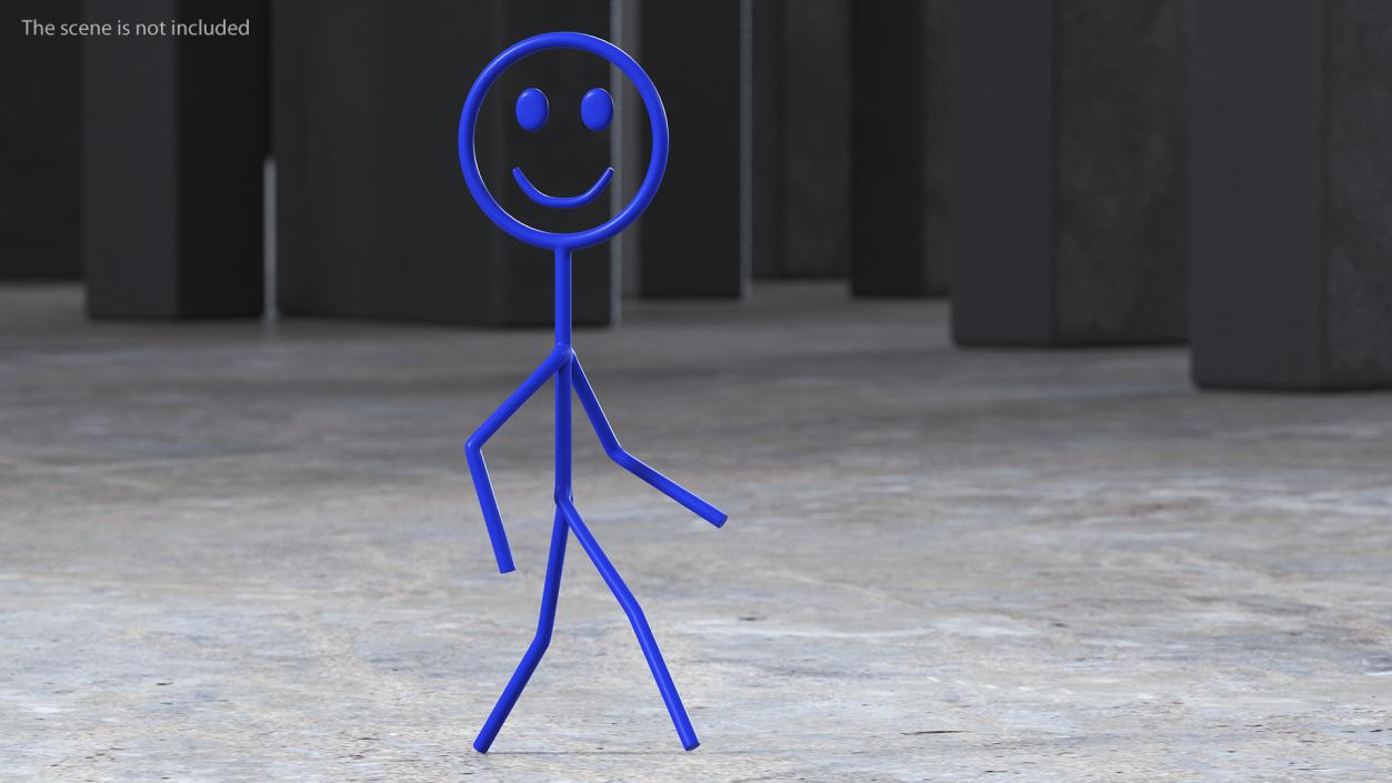 3D Blue Stickman Walking Pose