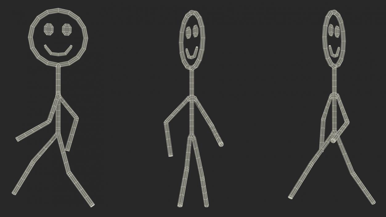 3D Blue Stickman Walking Pose