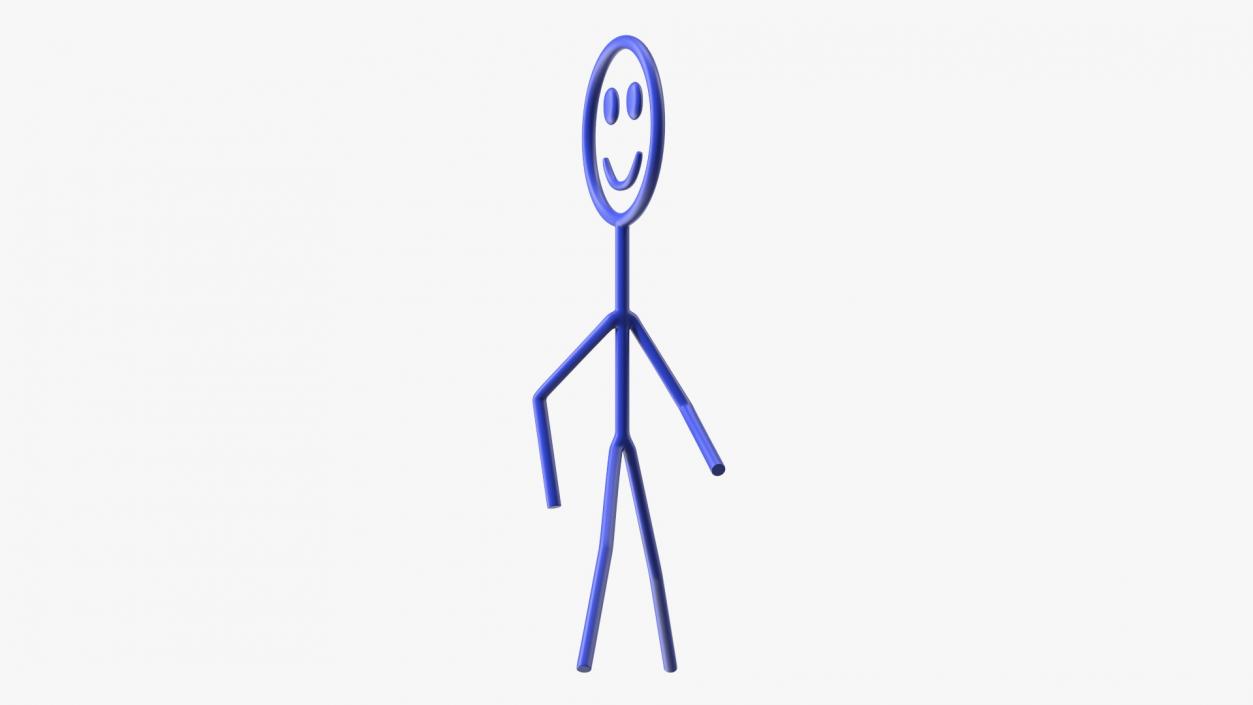 3D Blue Stickman Walking Pose