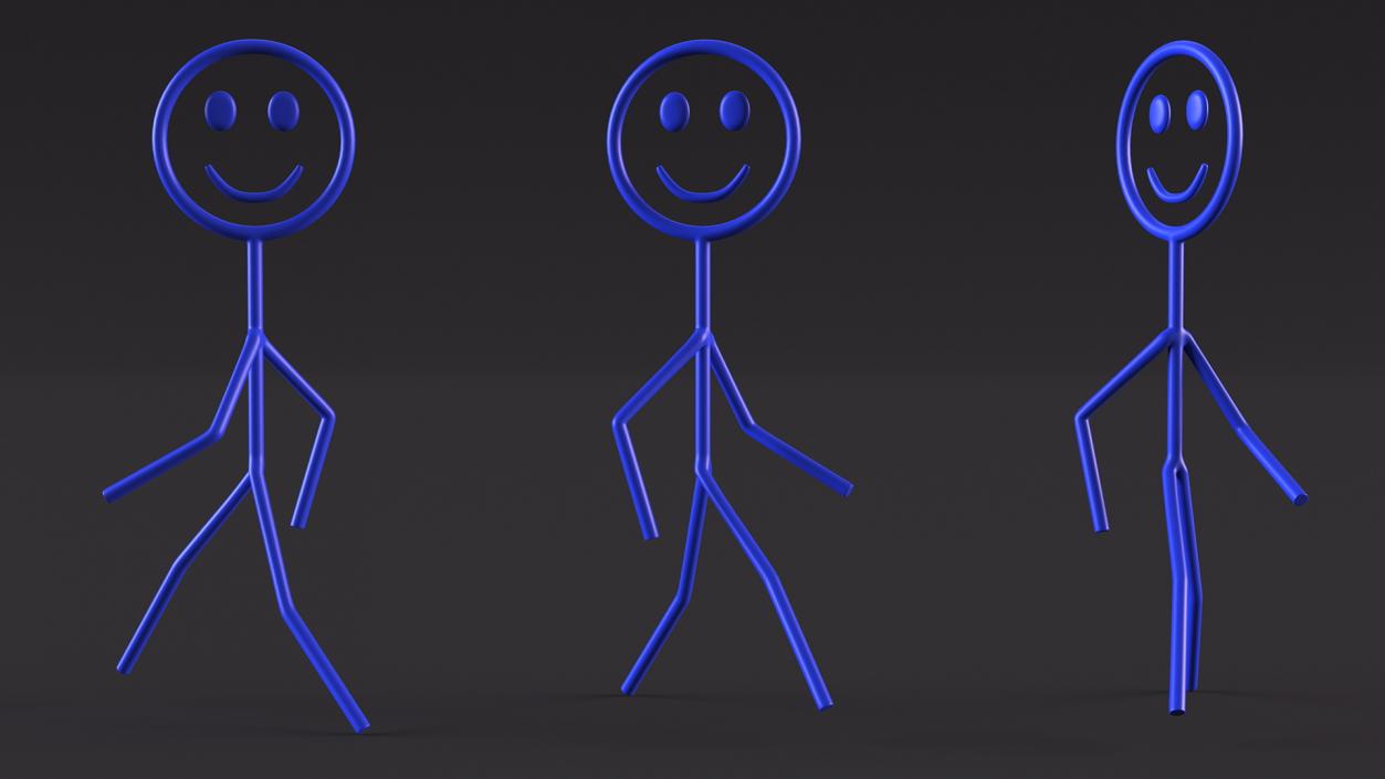 3D Blue Stickman Walking Pose