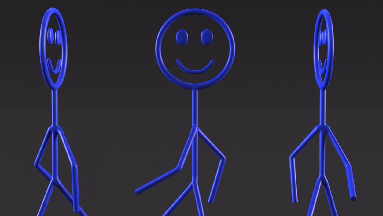 3D Blue Stickman Walking Pose