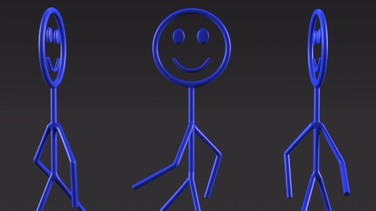 3D Blue Stickman Walking Pose