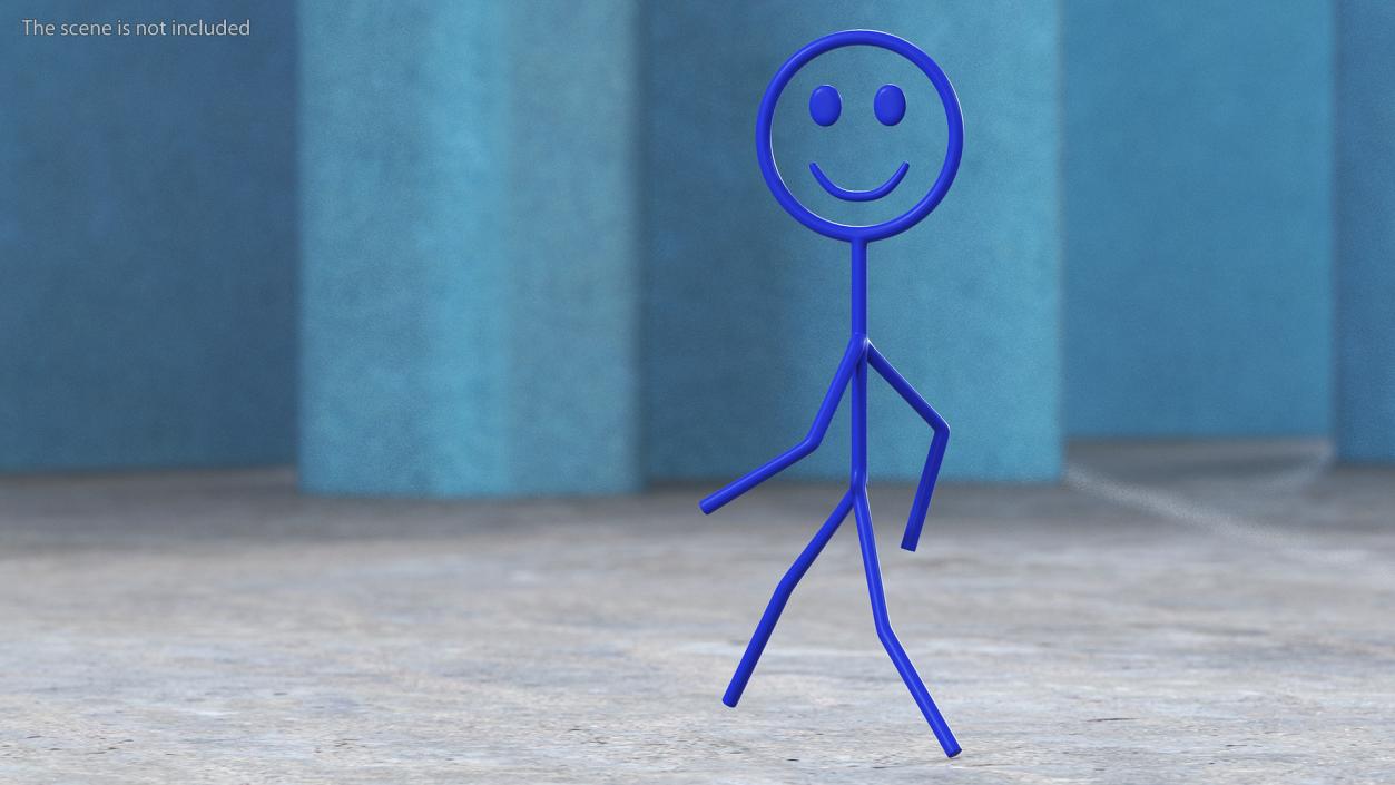 3D Blue Stickman Walking Pose