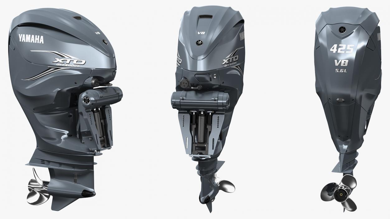 Yamaha XTO Offshore F425A Outboard Motor Rigged 3D